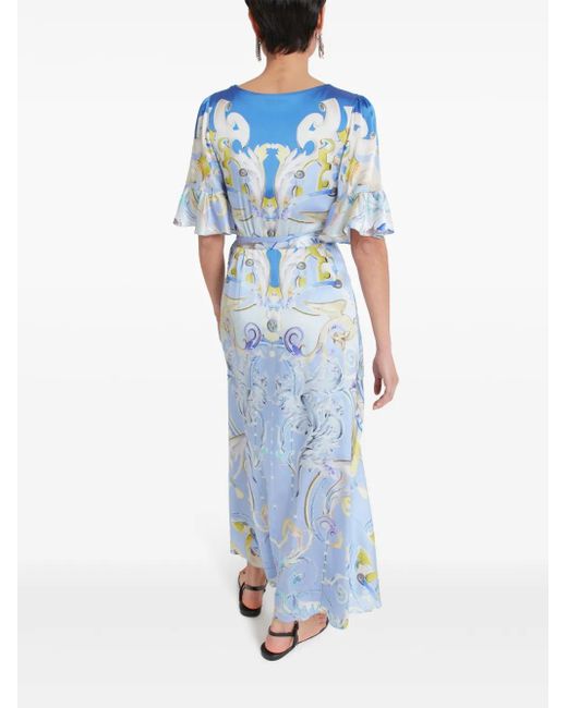 Abito A Portafoglio Con Stampa Carline di Temperley London in Blue
