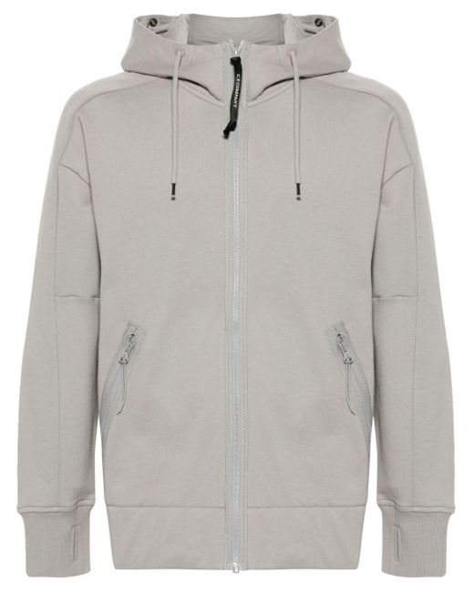 C P Company Gray Goggles-detail Cotton Hoodie for men