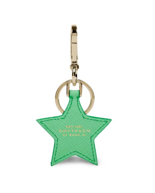 Smythson Green Star Keyring