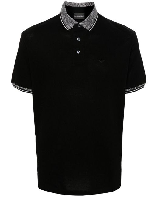 Emporio Armani Black Logo-embroidered Polo Shirt for men