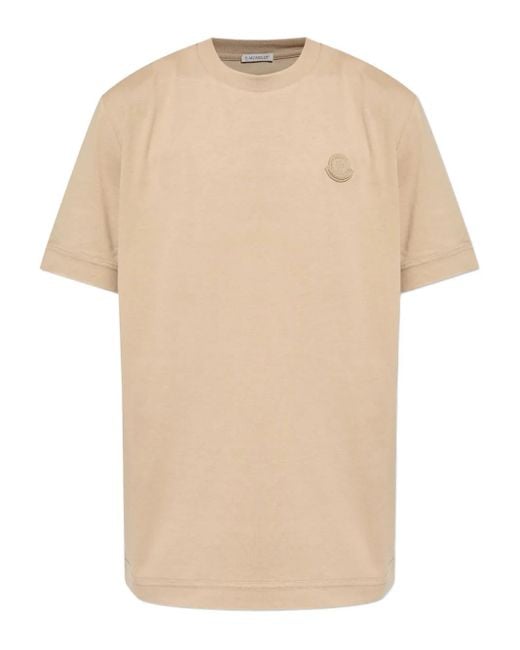Moncler Natural Logo-Patch Cotton T-Shirt for men
