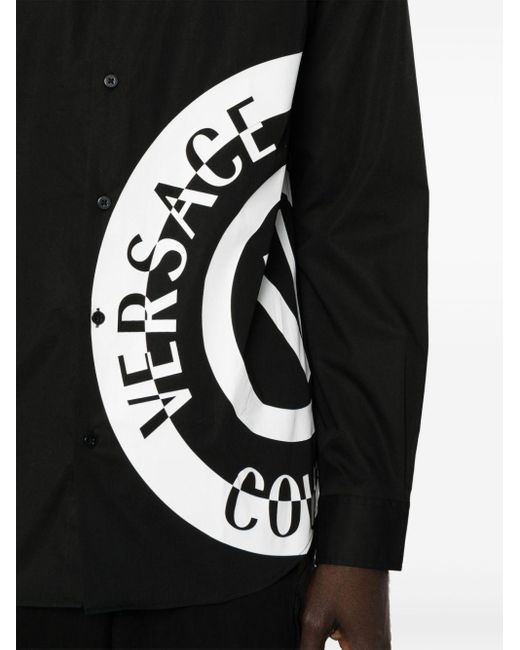 Versace Popeline Overhemd Met Embleem in het Black voor heren