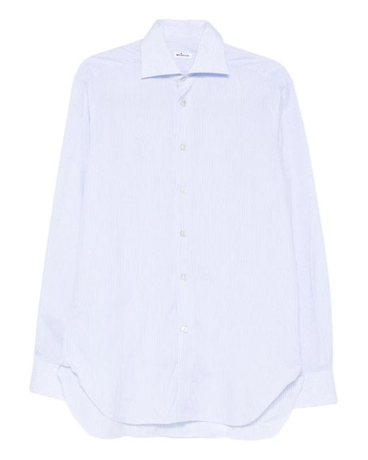 Kiton Gestreept Katoenen Overhemd in het White voor heren