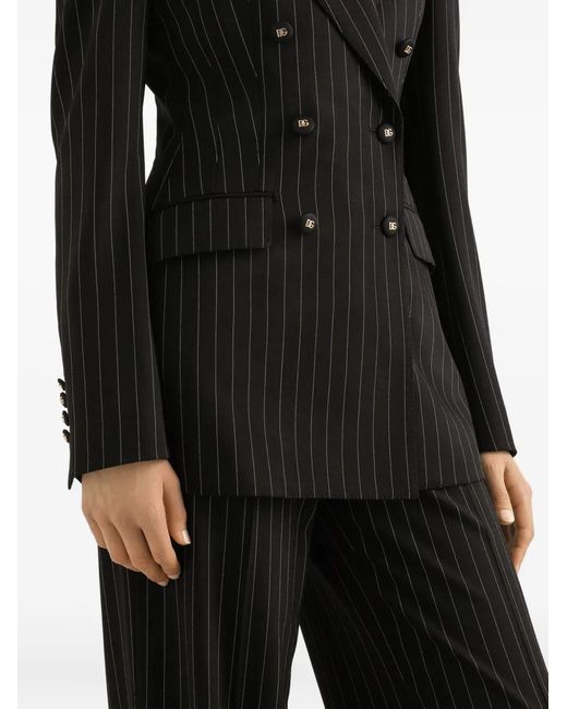 Dolce & Gabbana Black Striped Double-Breasted Jacket