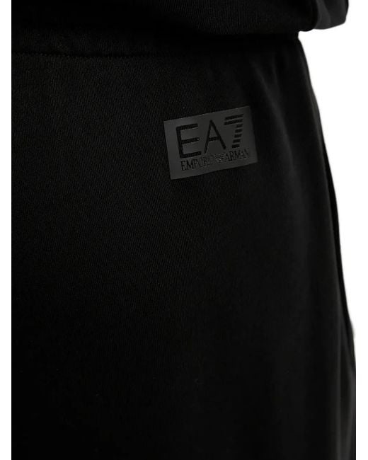 EA7 Black Embossed-Logo Track Pants for men