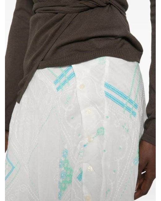 Damson Madder White Corinne Embroidered Midi Skirt