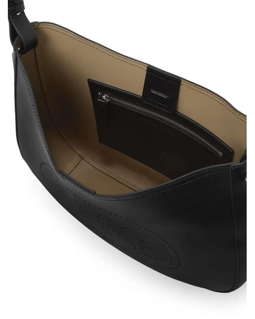 Karl Lagerfeld Black K/Circle Perforated-Design Hobo Bag