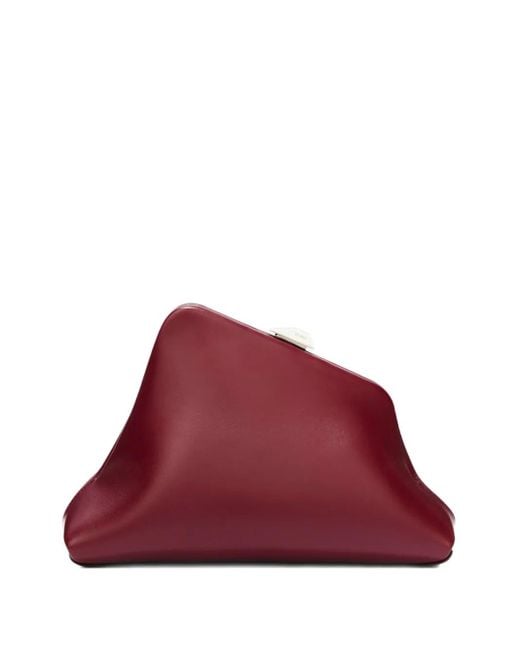 The Attico Red Small Day Off Leather Clutch Bag