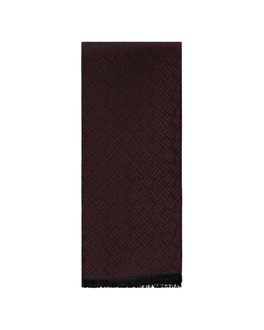Zegna Purple Geometric-Pattern Frayed Scarf for men