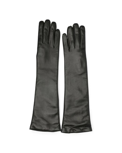 Restelli Black Cashmere-Lined Leather Gloves