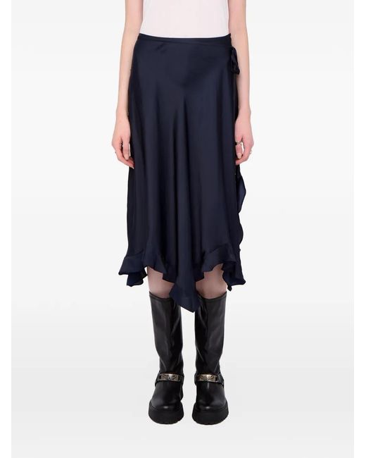 Zadig & Voltaire Blue Jeto Satin Skirt