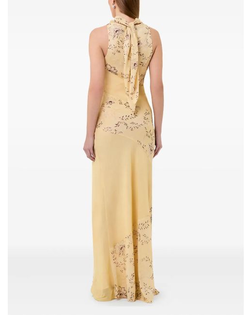 Vestido largo Shana con cuello en V y estampado floral Nicholas de color Metallic