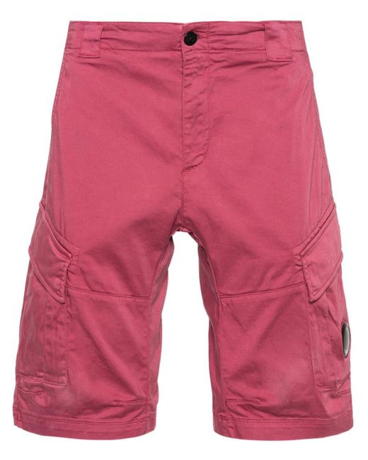 C P Company Red Lens-detail Cargo Shorts for men