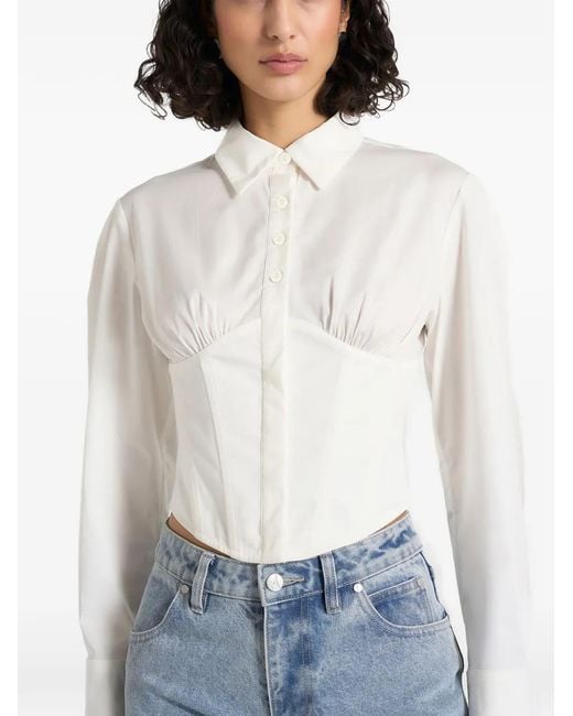 Manière De Voir White Margot Cotton Corset Shirt