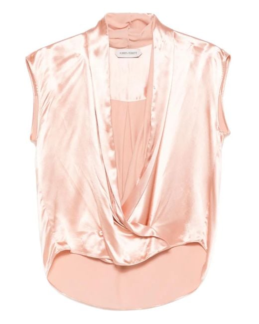 Alberta Ferretti Pink Satin Wrap Top