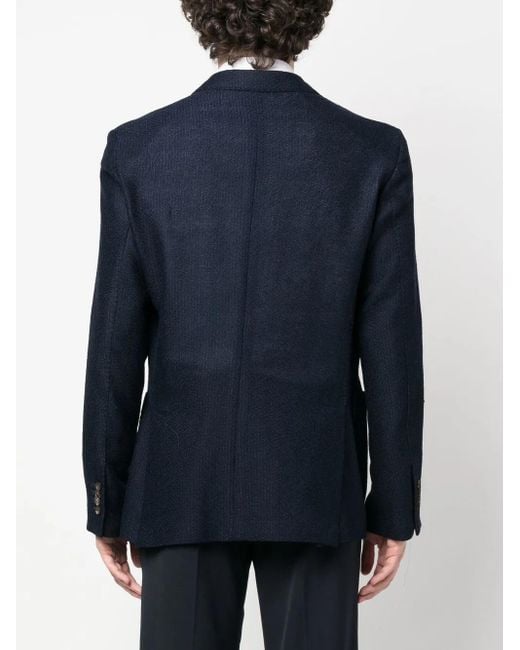 Lardini Blue Double-Breasted Logo-Plaque Blazer for men