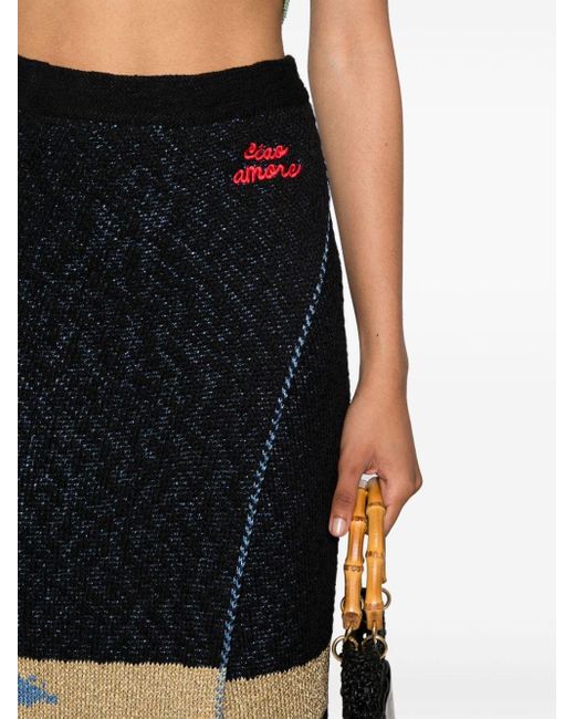 Giada Benincasa Black Ciao Amore Knitted Skirt
