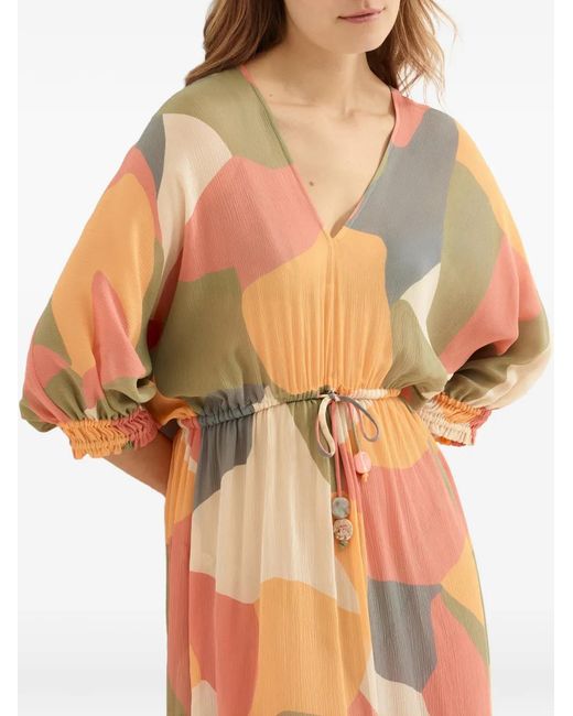 Eres White Glow Gathered-Detail Tie-Waist Maxi Dress