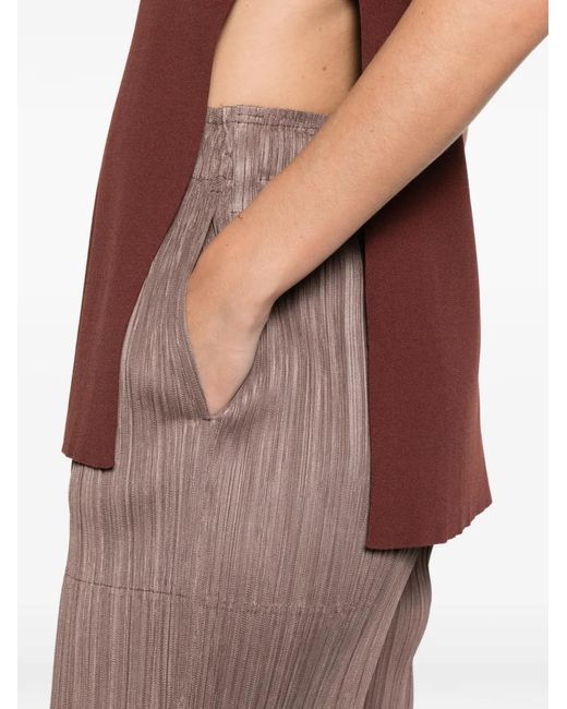 Pleats Please Issey Miyake Brown Pleated Trousers