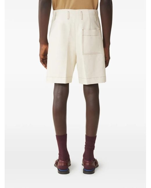 Lanvin White Topstitch Cotton Shorts for men
