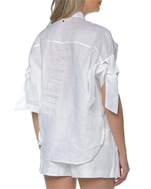 ARMANI EXCHANGE White Tie-Detail Shirt