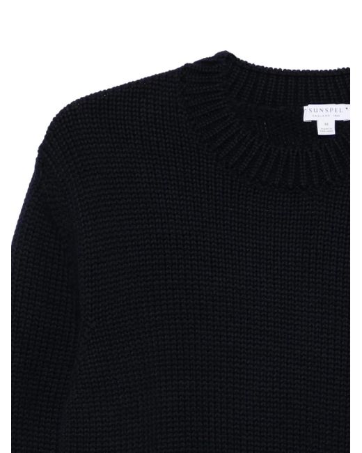 Sunspel Black Crew-Neck Sweater for men