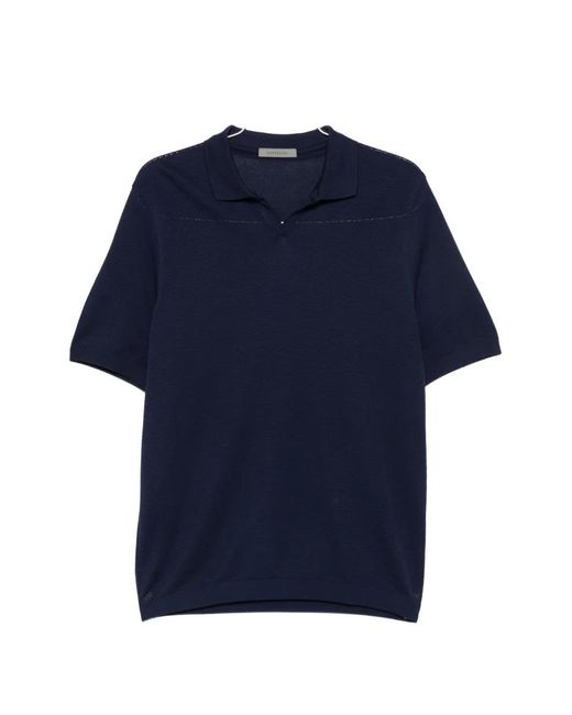 Corneliani Blue Short-Sleeve Polo Shirt for men