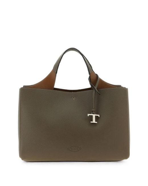 Tod's Brown T Timeless Leather Tote Bag