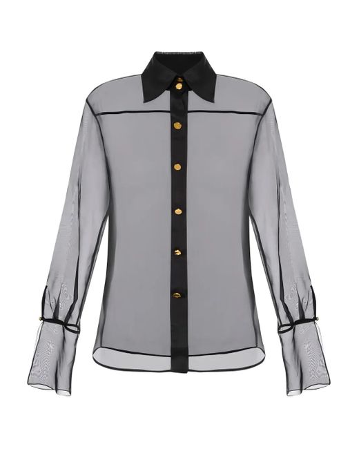 Elisabetta Franchi Gray Button Blouse