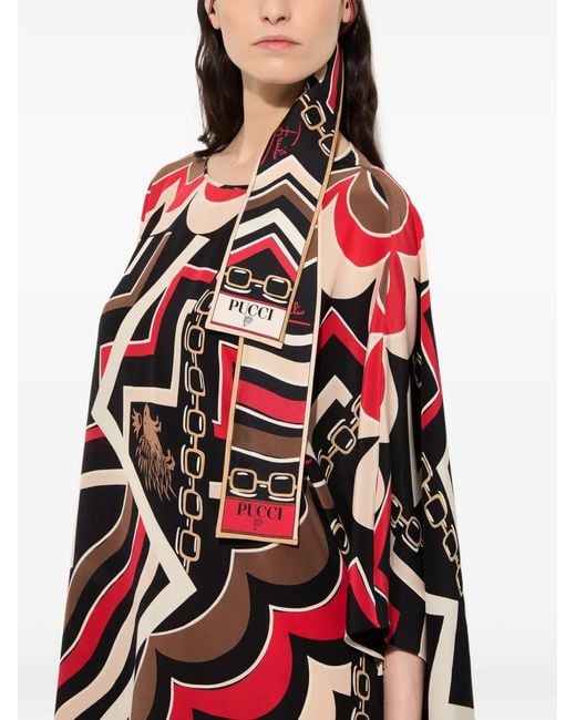 Emilio Pucci White Abstract-Pattern Silk Scarf