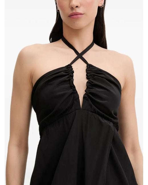 Liu Jo Black Robe Longue Dos Nu À Détail Froncé