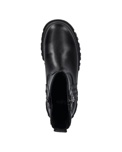 Buffalo Black Aspha Zip Lug-Sole Boots