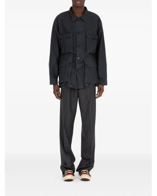 Maison Margiela Blue Patch-Pocket Shirt Jacket for men