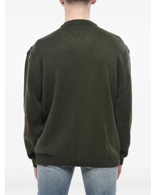 Paolo Pecora Green Long-Sleeve Round-Neck Sweater for men