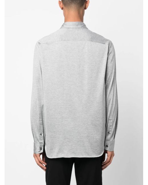Brioni Gray Mélange-Effect Button Shirt for men