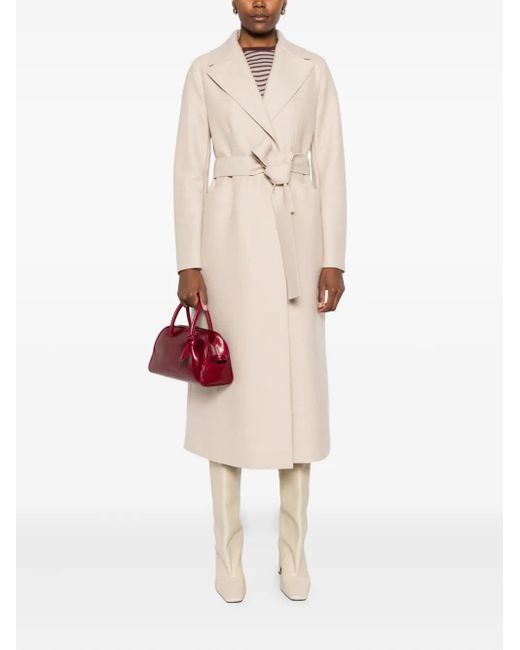 Harris Wharf London Natural Belted Notched-Lapels Coat