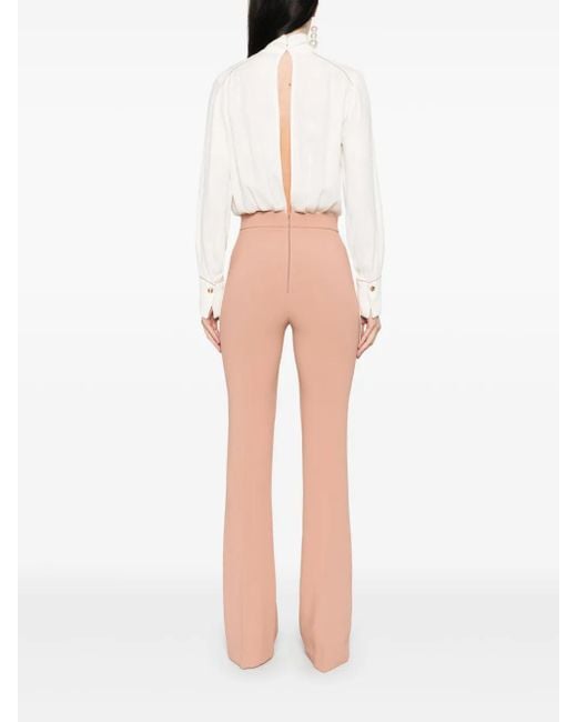 【ELISABETTAFRANCHI】パイピング ダブルブレストジャンプスーツ tita Vネックフレンチジャンプスーツ ローンコットン | pivoine
