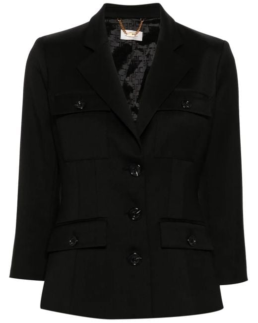 Elisabetta Franchi Black Multi-Pocket Blazer