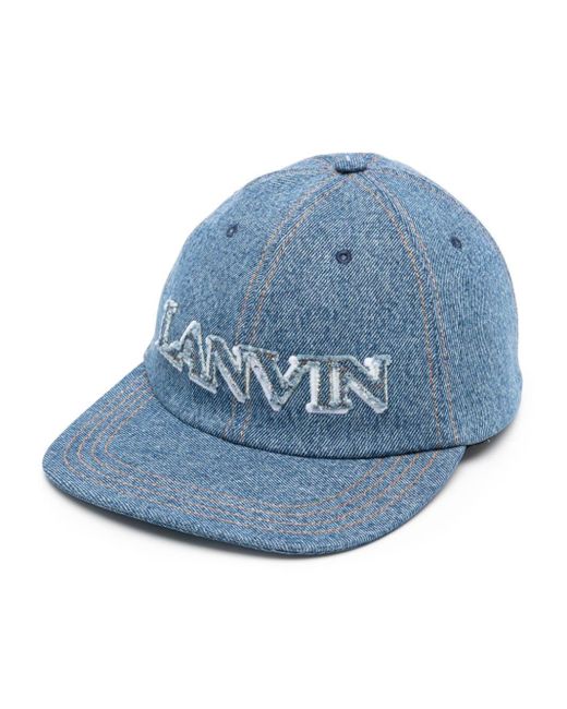 Lanvin Blue Jeans-Baseballkappe mit Logo-Applikation