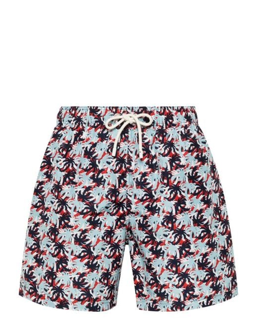 Palm Angels Blue Palms Camo-print Swim Shorts for men