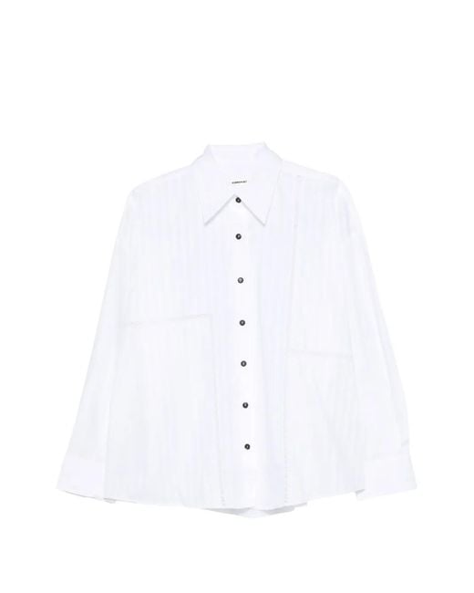 Cordera White Lace-Trim Button-Down Shirt