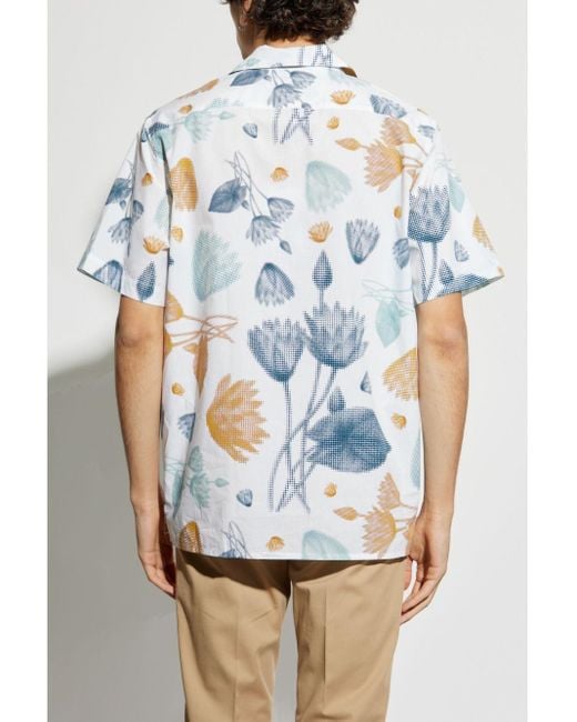 Paul Smith Blue Half Tone Floral Shirt for men