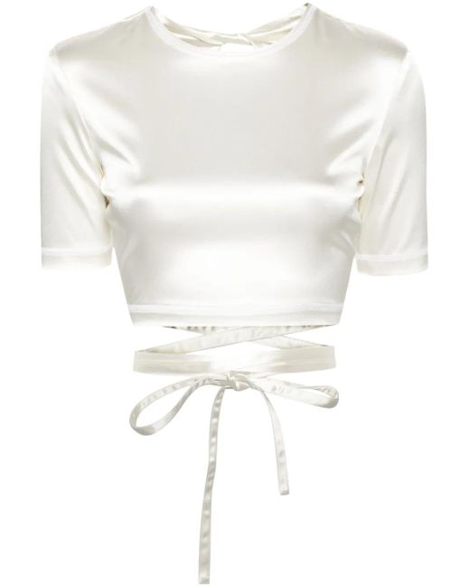 Patou White Open-Back Satin T-Shirt