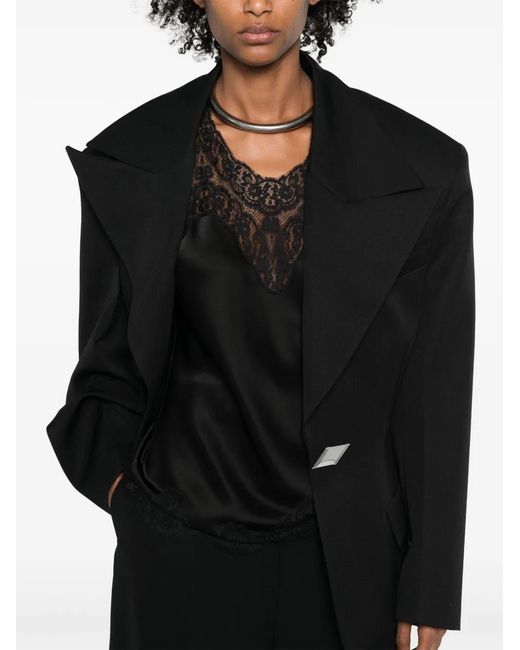 Balenciaga Black Lace-Trim Tank Top