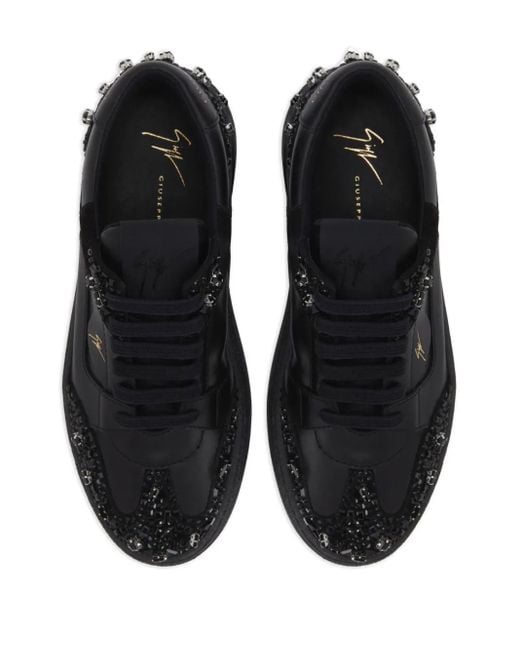 Giuseppe Zanotti Black Gz94 Rhinestone-Embroidery Sneakers for men