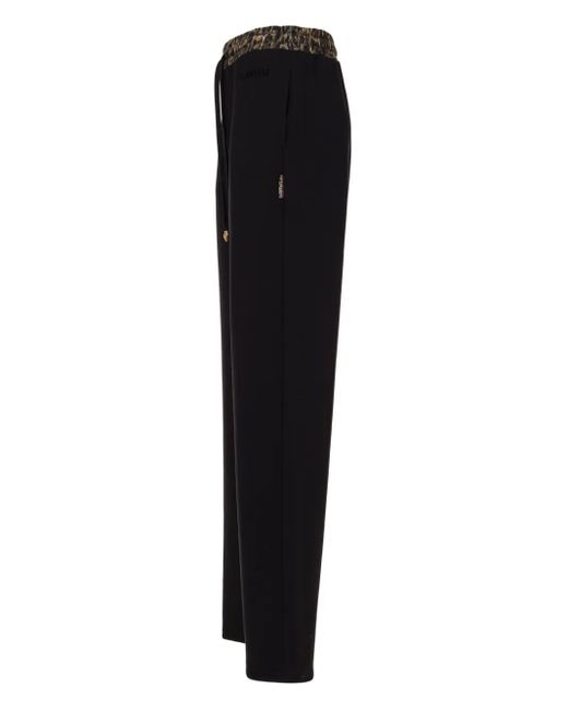 Just Cavalli Black Leopard-Waistband Trousers