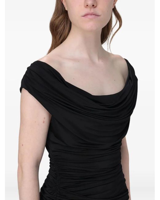 Magda Butrym Black Cowl-Neck Draped Mini Dress