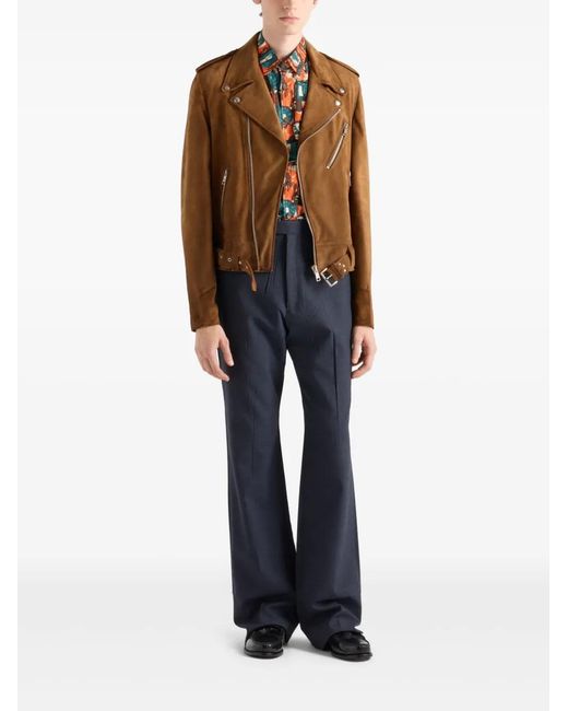 Prada Brown Suede Biker Jacket for men
