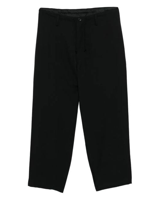 Yohji Yamamoto Black Drawstring Tapered Trousers for men