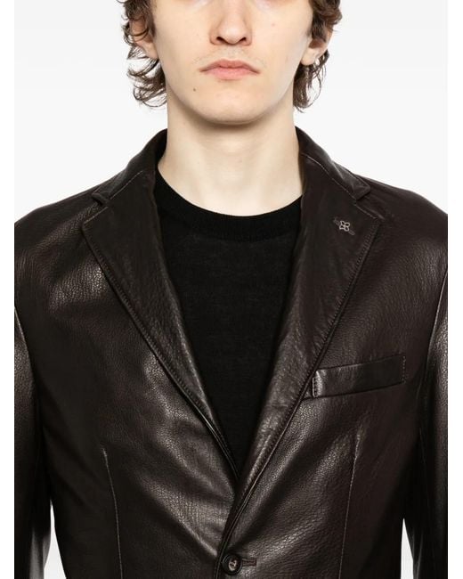 Tagliatore Wes Leren Jack in het Black voor heren